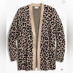 J Crew Leopard Open Cardigan Medium